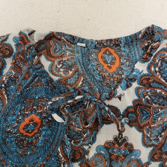 VINTAGE INDIA COTTON SHIFT DRESS 3/4 SLEEVES PAISLEY PRINT M/L - Picture 5 of 8